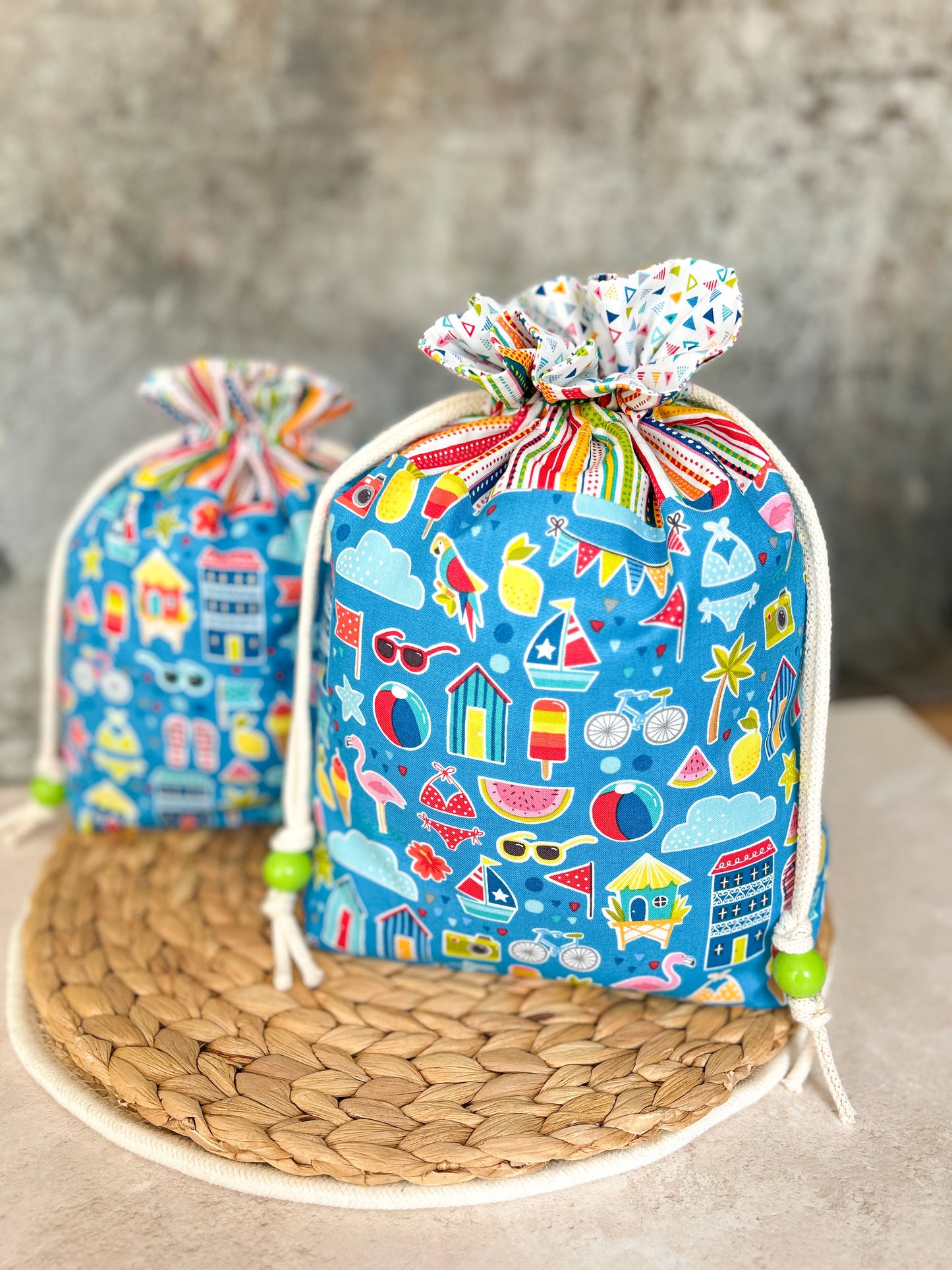 Beach Icons - Drawstring Project Bag