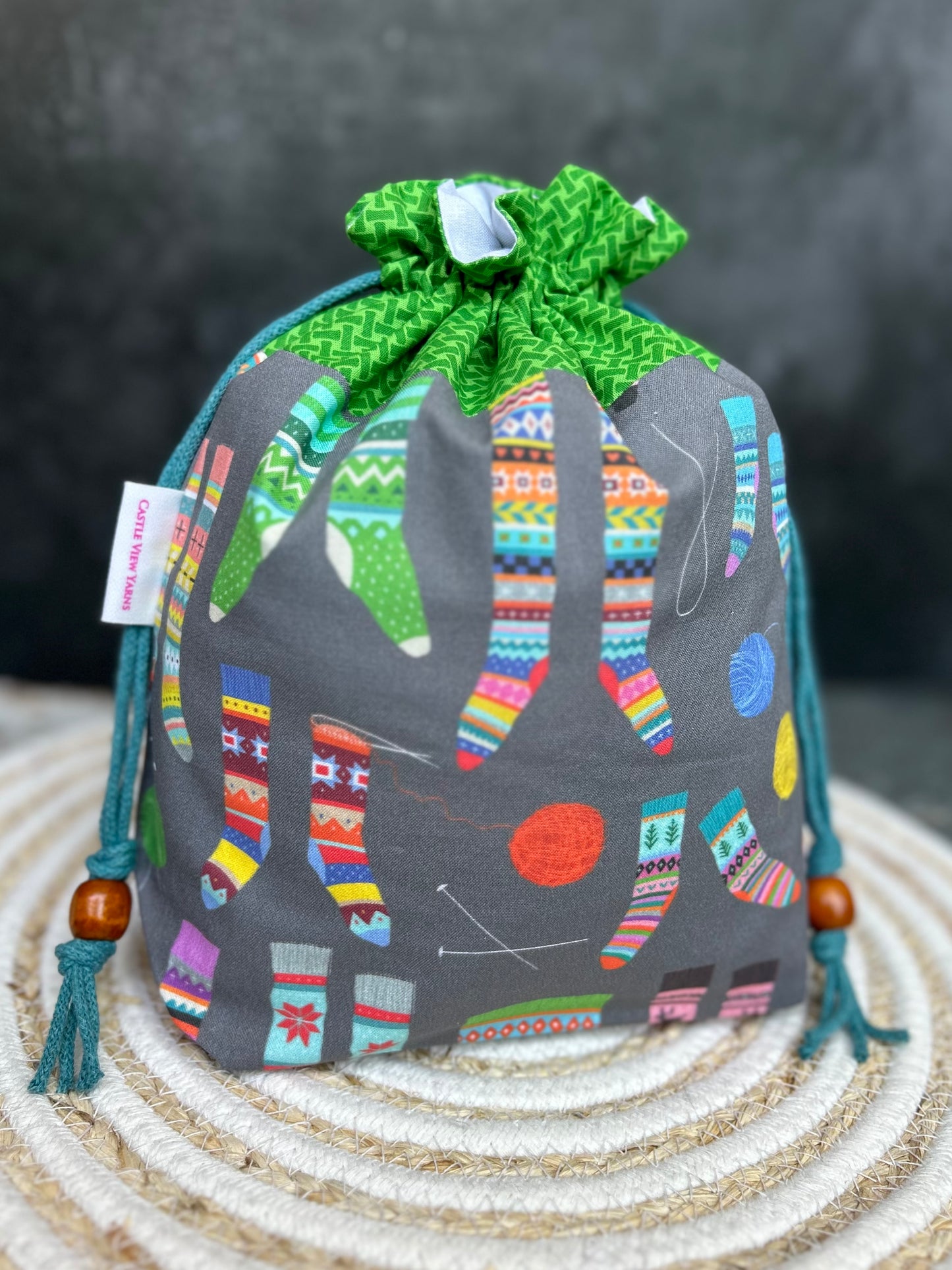 Knitted Socks - Drawstring Project Bag