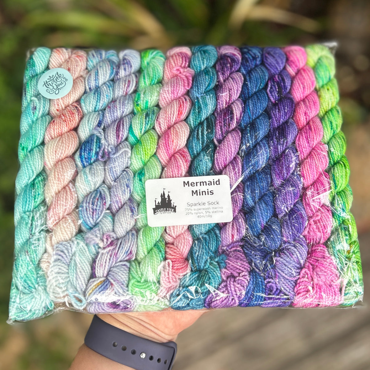 Mermaid Minis - Silver Sparkle Sock - 12 x 10g miniskeins