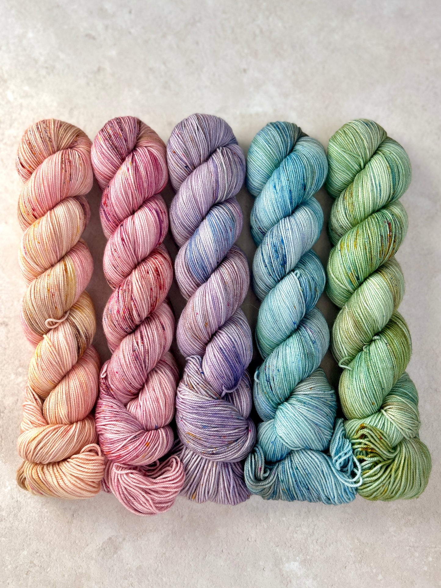 Five skein bundle: Spring Treats (5x100 soft sock)