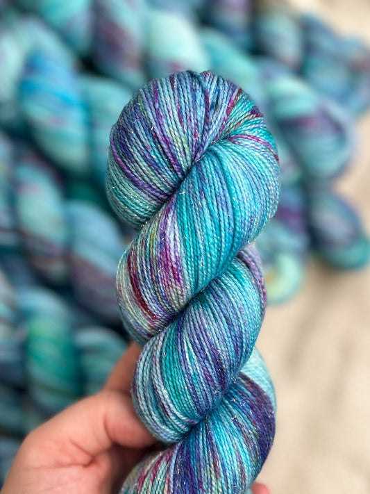 Pool Party - Iridescent Sparkle Sock 100g skein