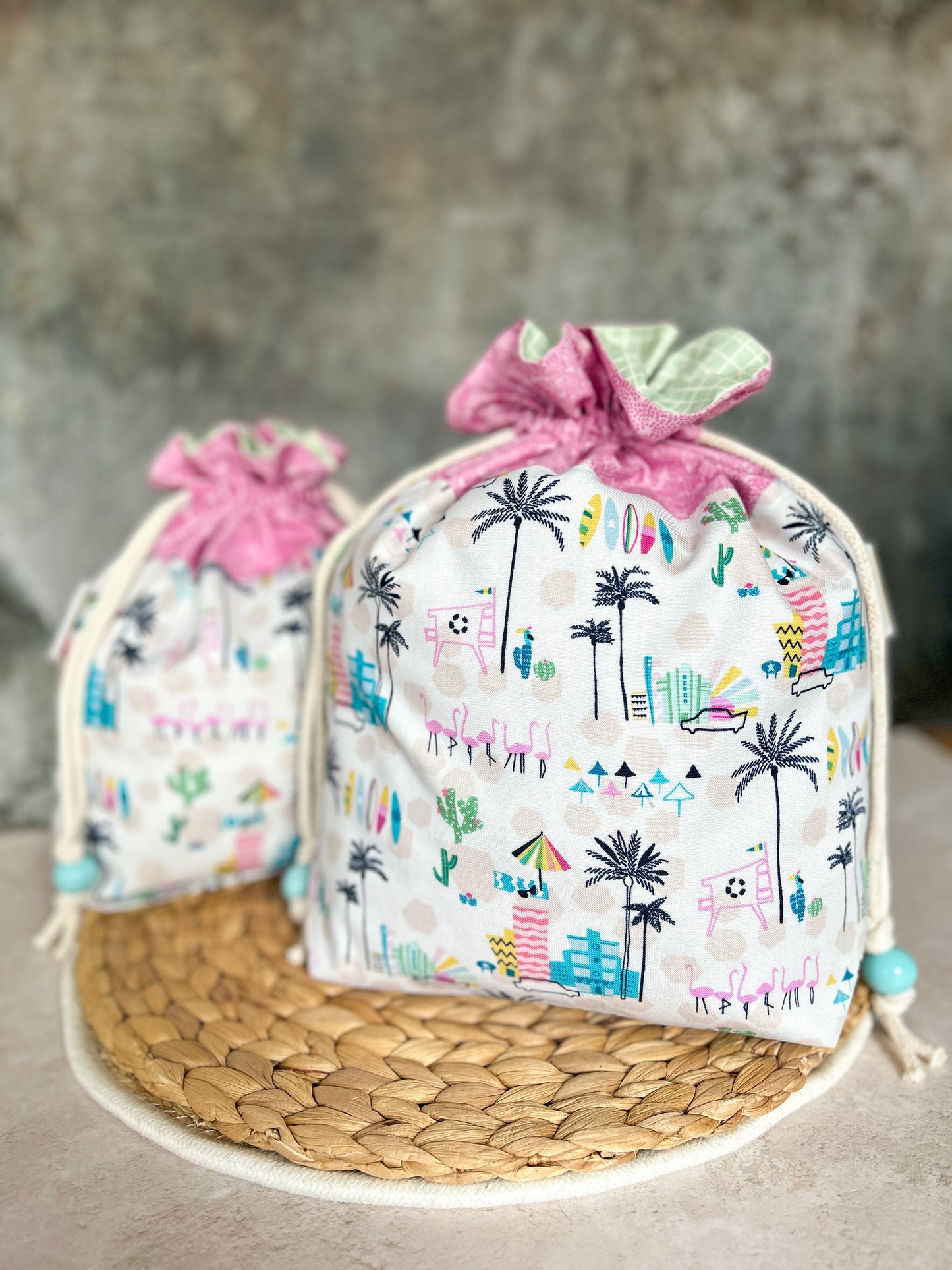 Flamingo Street - Drawstring Project Bag