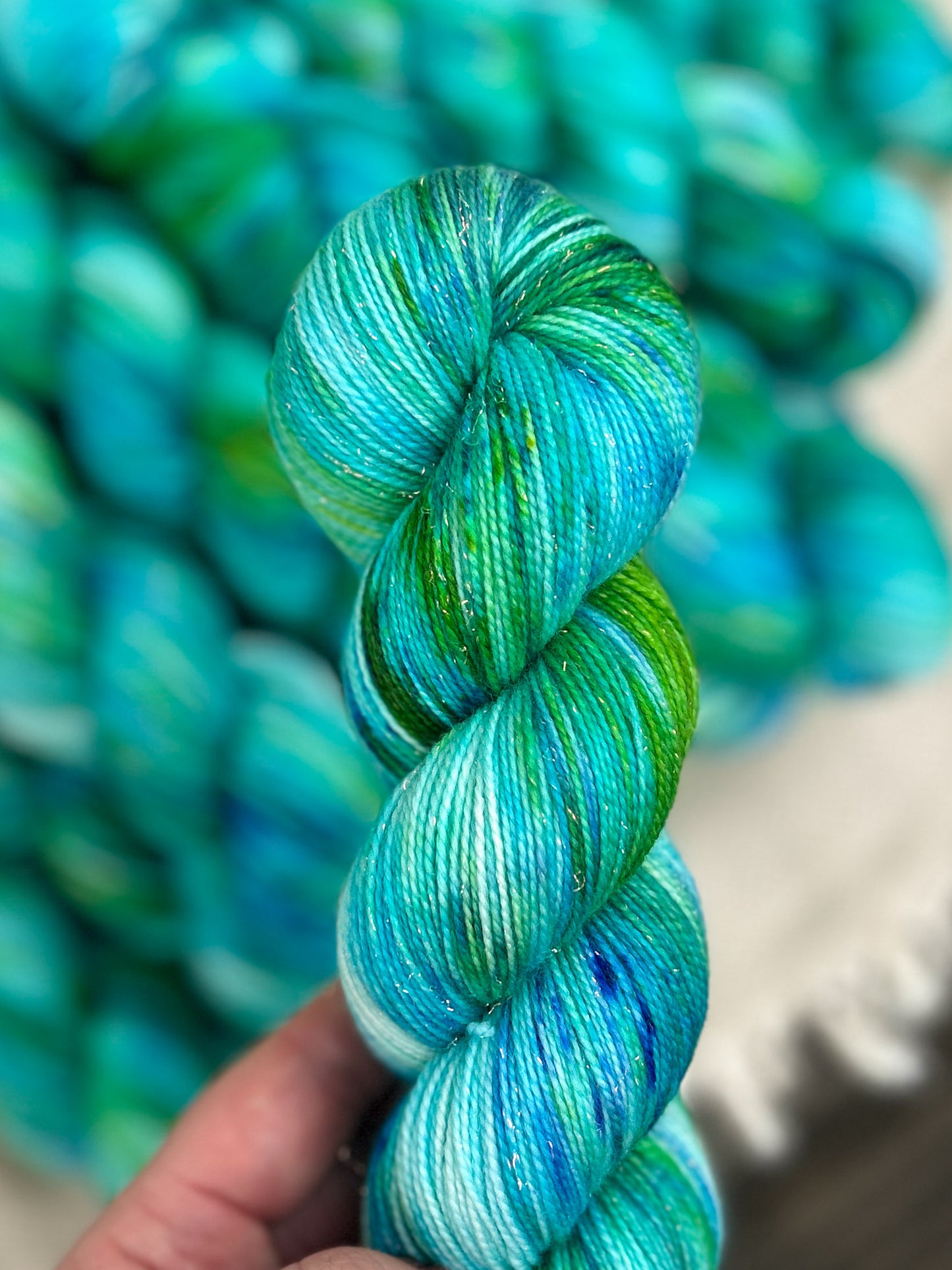 Beyond The Reef - Iridescent Sparkle Sock 100g skein