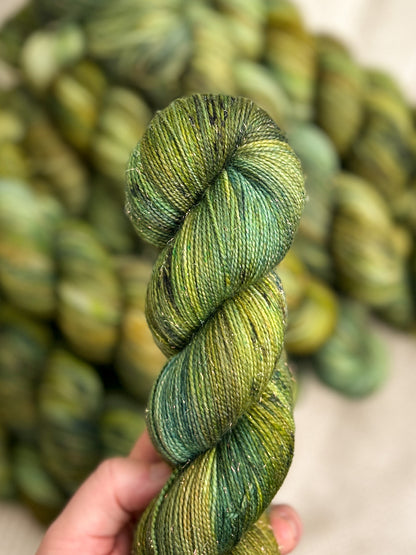 Palm Fronds - Iridescent Sparkle Sock 100g skein