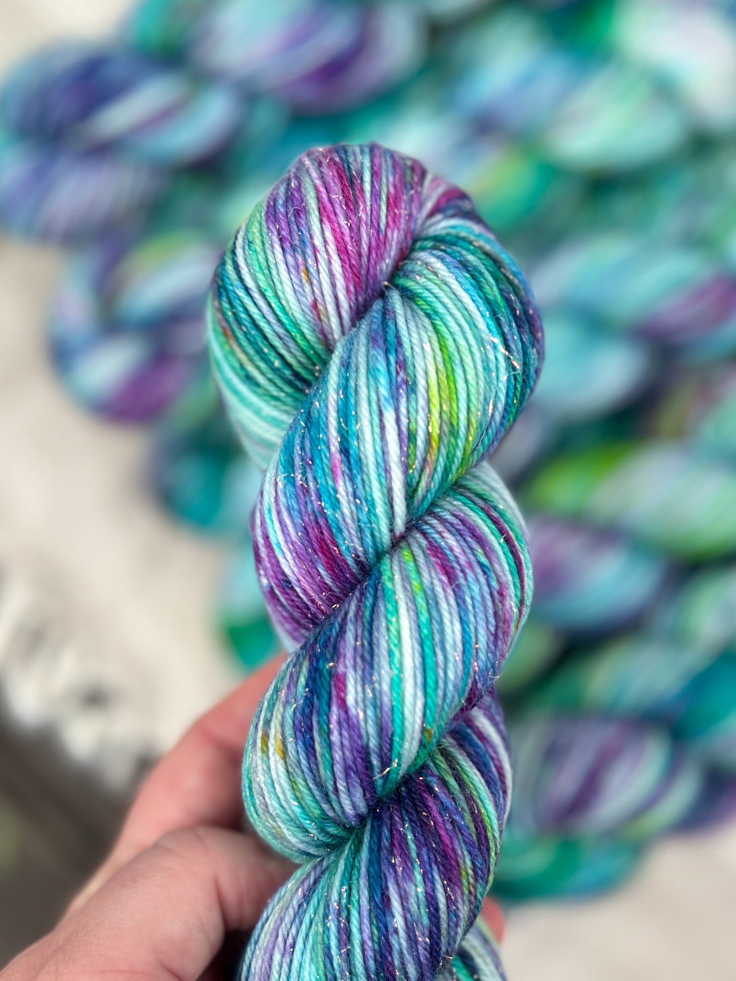 Mermaid Kisses - Iridescent Sparkle DK 100g skein
