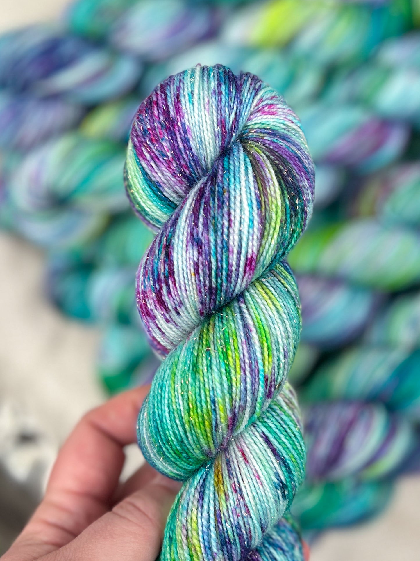 Mermaid Kisses - Iridescent Sparkle Sock 100g skein
