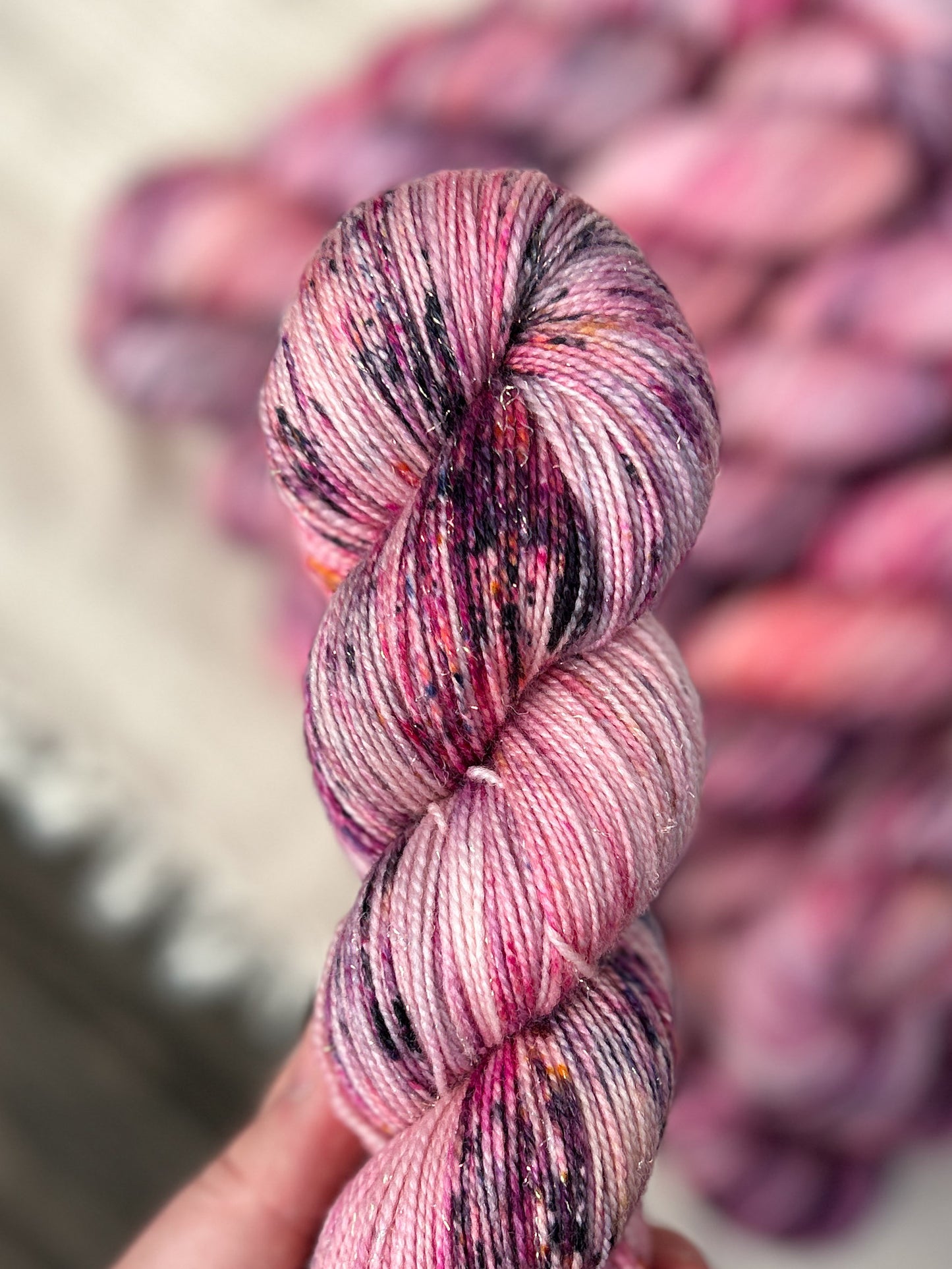 Flamboyance of Flamingos - Iridescent Sparkle Sock 100g skein
