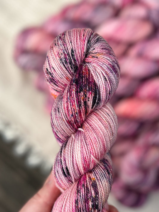 Flamboyance of Flamingos - Iridescent Sparkle Sock 100g skein