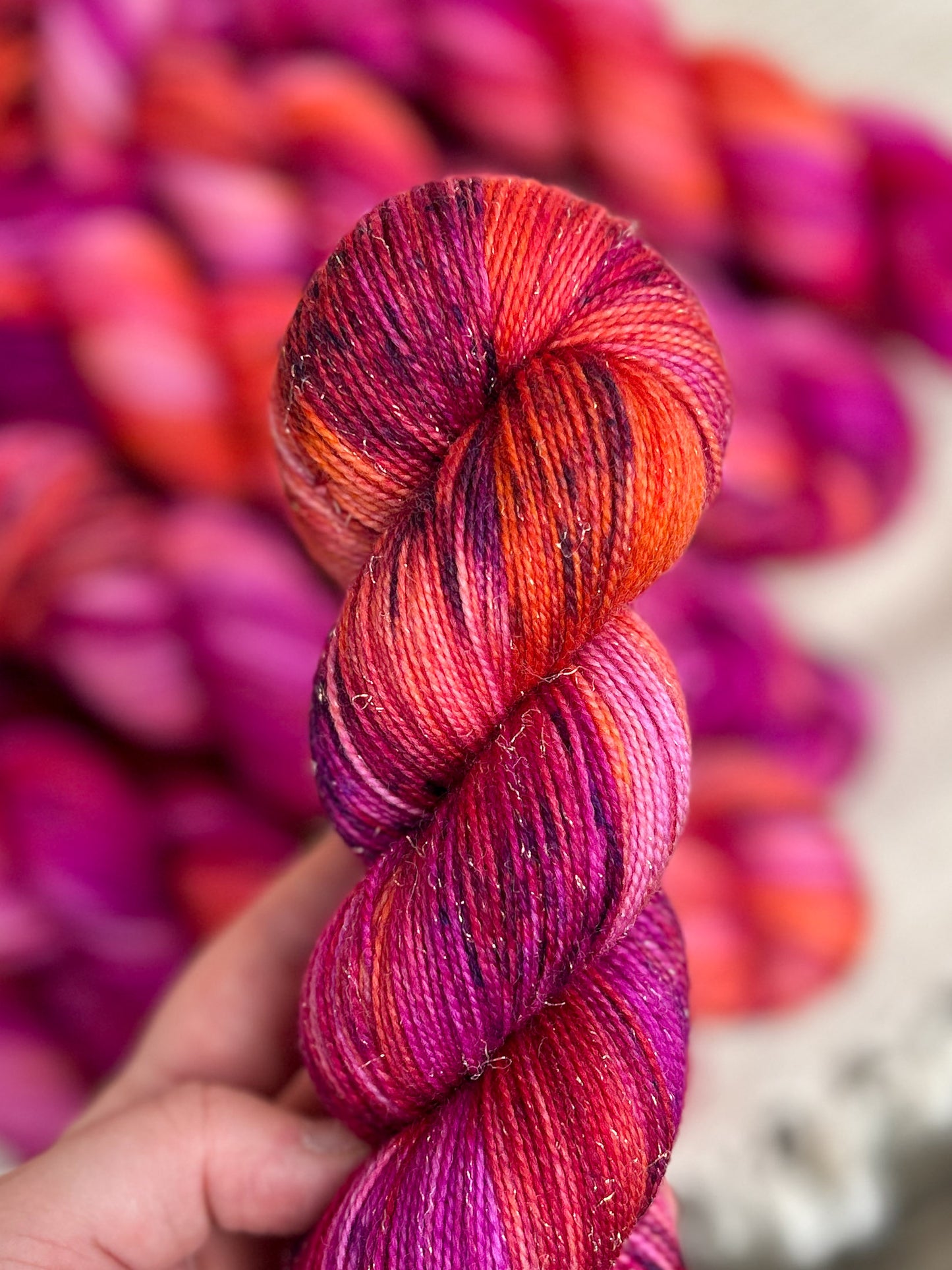 Heatwave - Iridescent Sparkle Sock 100g skein