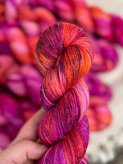 Heatwave - Iridescent Sparkle Sock 100g skein