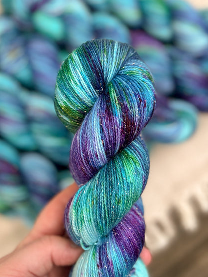 Scales & Tails - Iridescent Sparkle Sock 100g skein