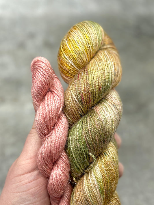 Sunkissed Meadow - Linen Alpaca Fingering 120g sock set